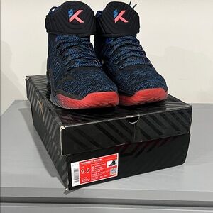 Anta KT 1 Black and Blue High-Top Sneakers with Red Soles